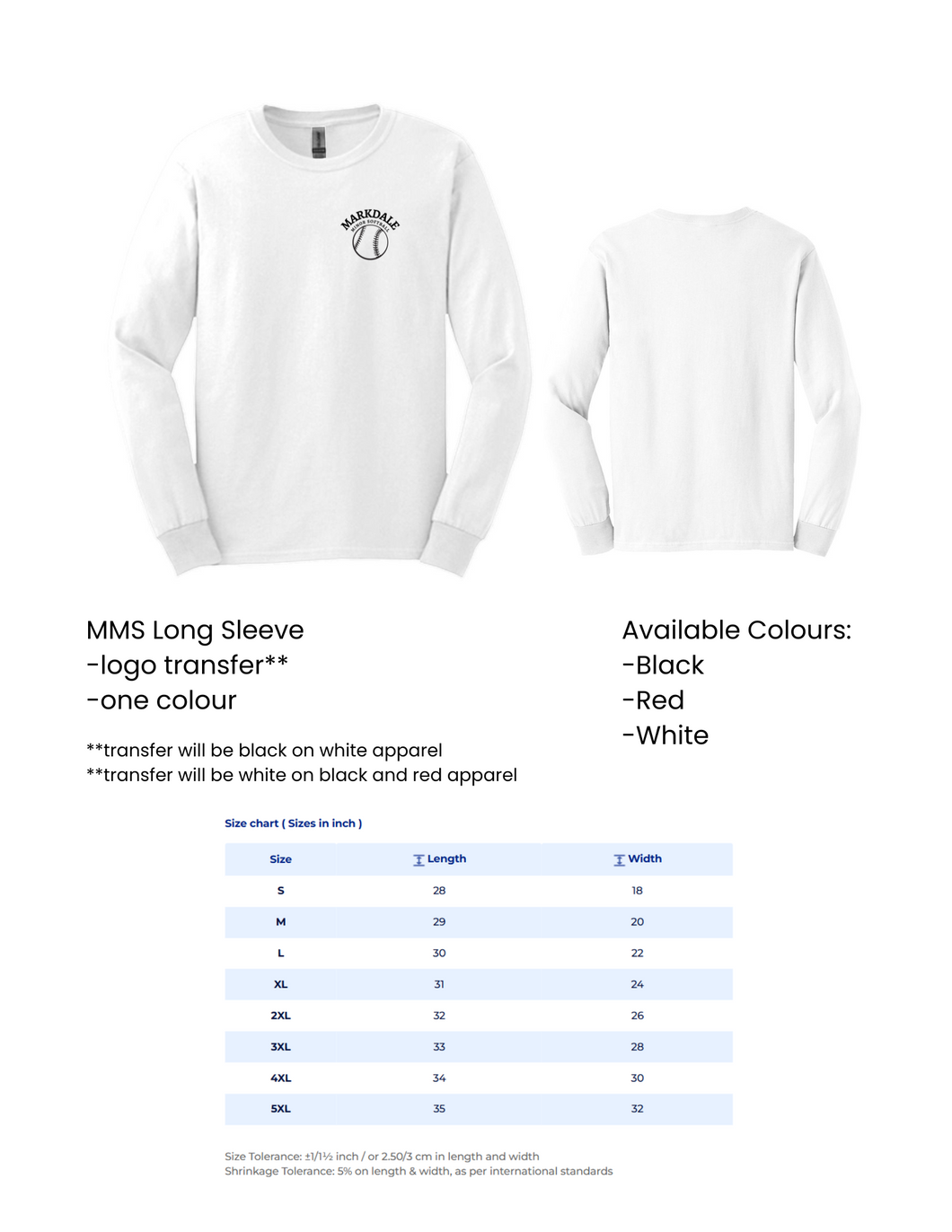 Markdale Minor Softball Long Sleeve Tee