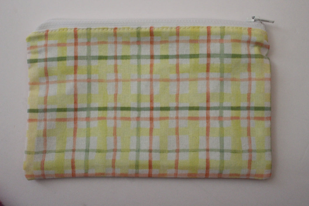 Yellow Plaid/Pink Dots Pouch